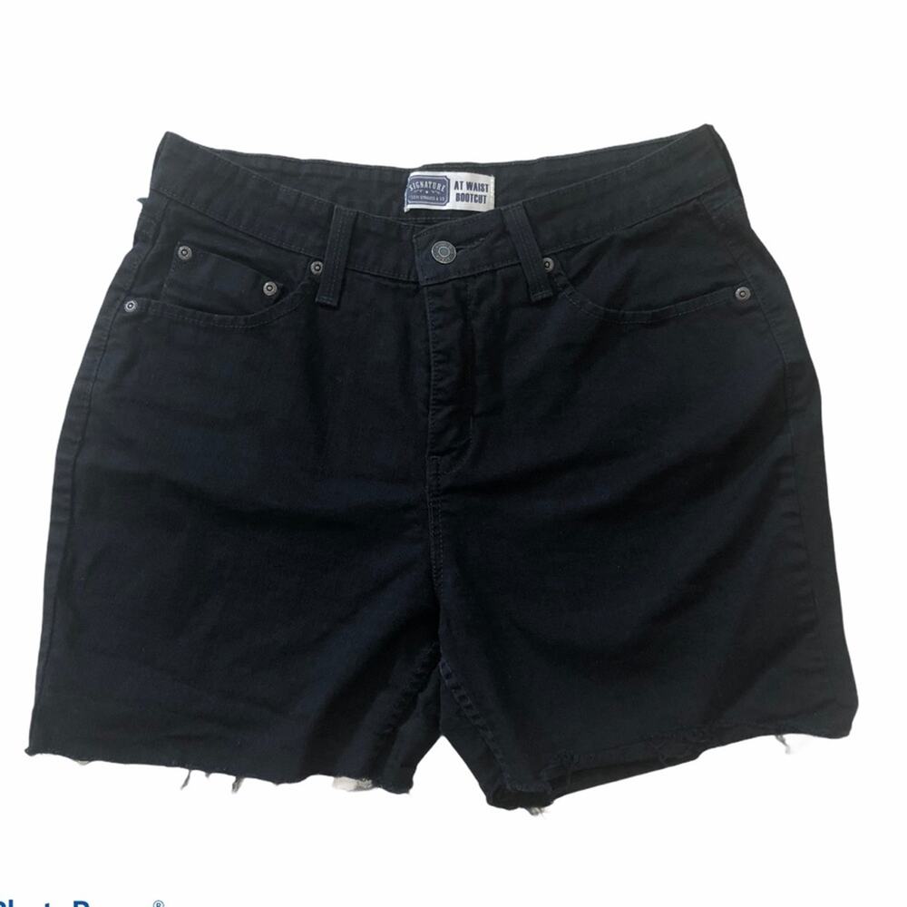 Levi’s Signature black midrise cut off Raw Hem denim shorts 12